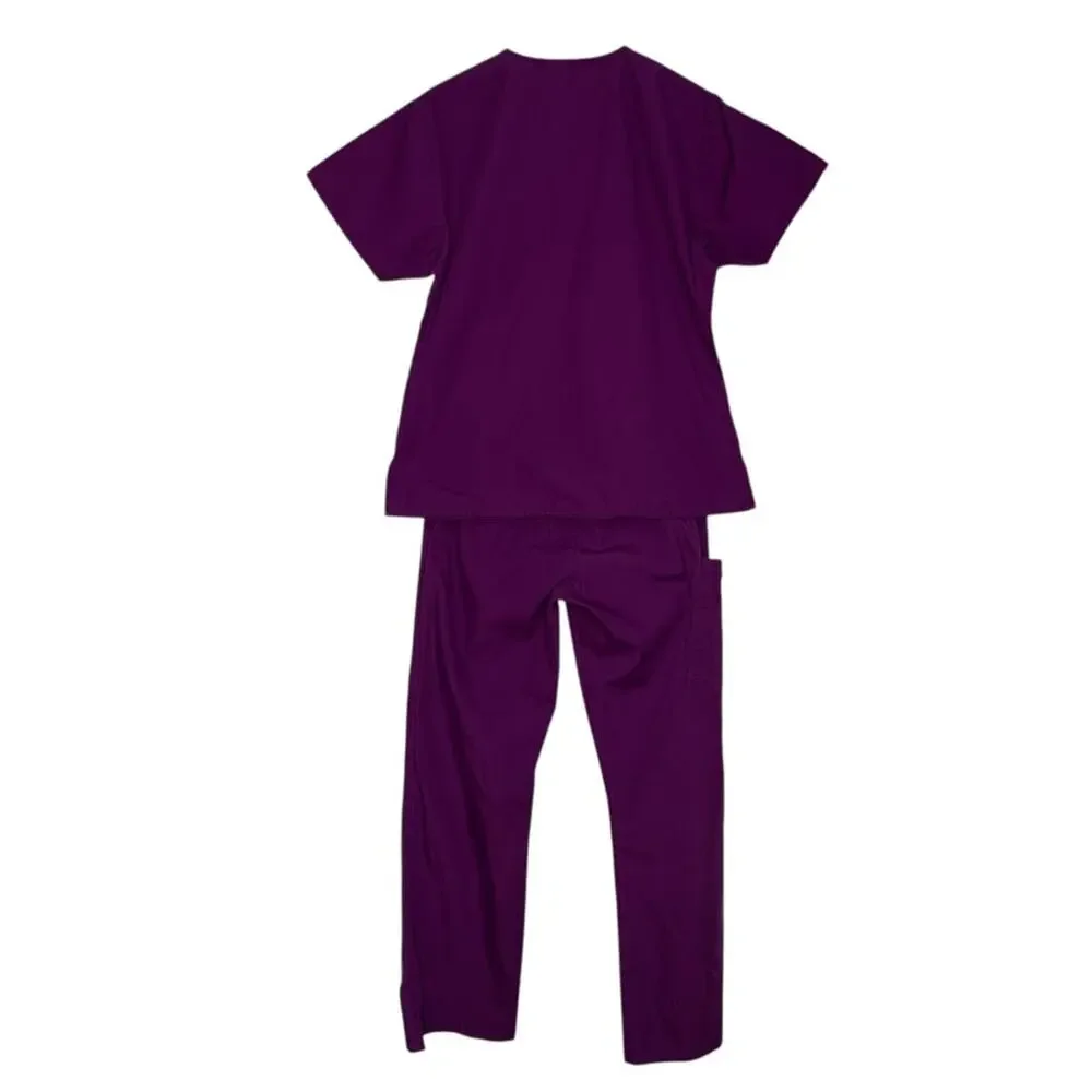 Wonderwink Scrub Set Eggplant Short Sleeve Size Top L Pants Medium Tall
